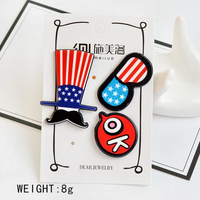 1-4 pcs/set Creative Cartoon Bear Panda Heart Music Note Smile Airplane Brooch Button Pins Denim Jacket Pin Badge Jewelry Gift