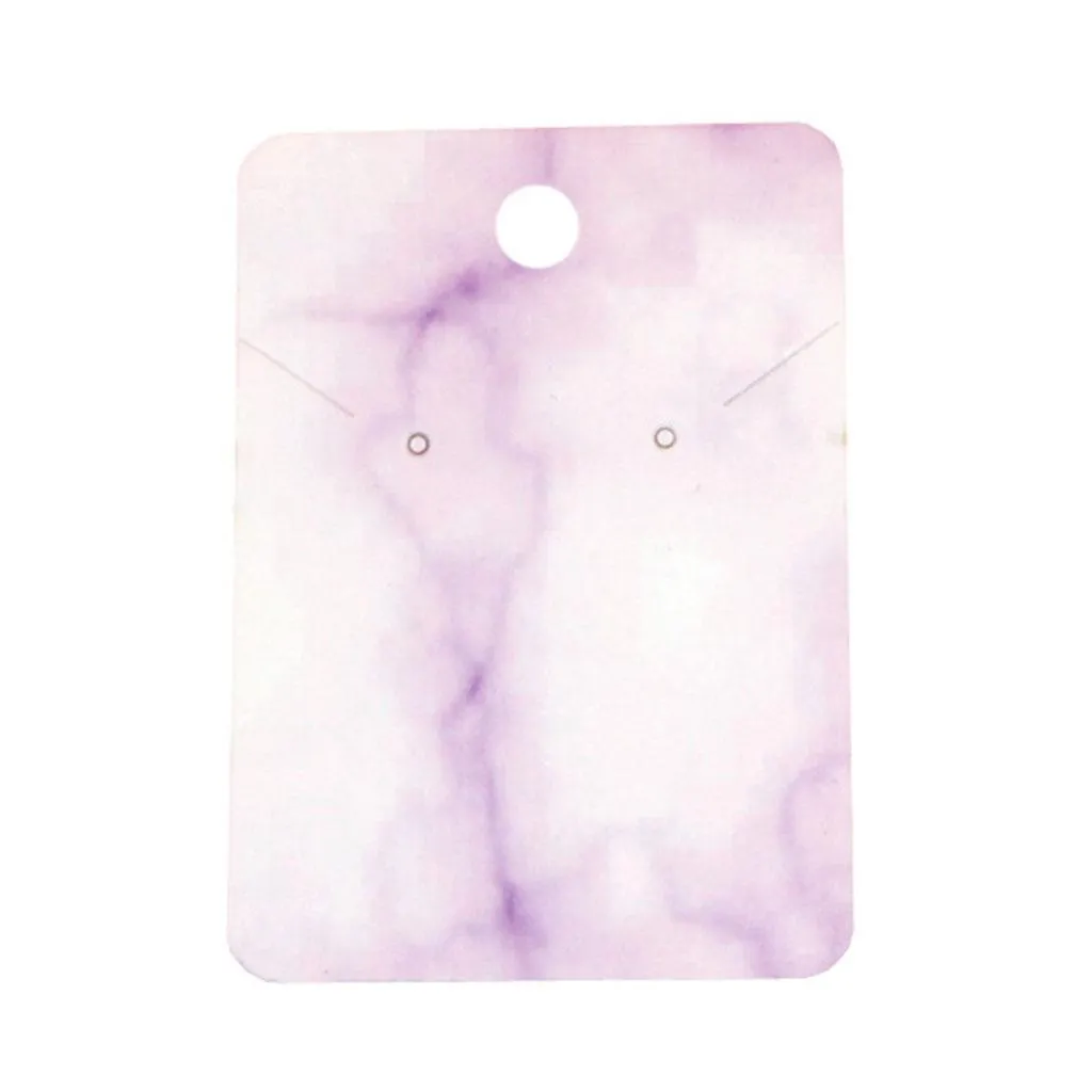 100x Marble Earring Display Cards 3 Holes 5x7cm for DIY Ear Studs Packaging Purple