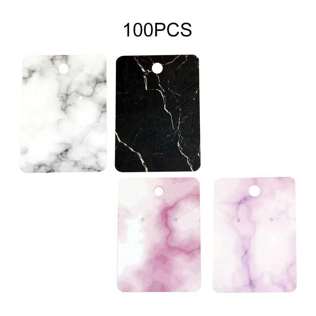 100x Marble Earring Display Cards 3 Holes 5x7cm for DIY Ear Studs Packaging Purple