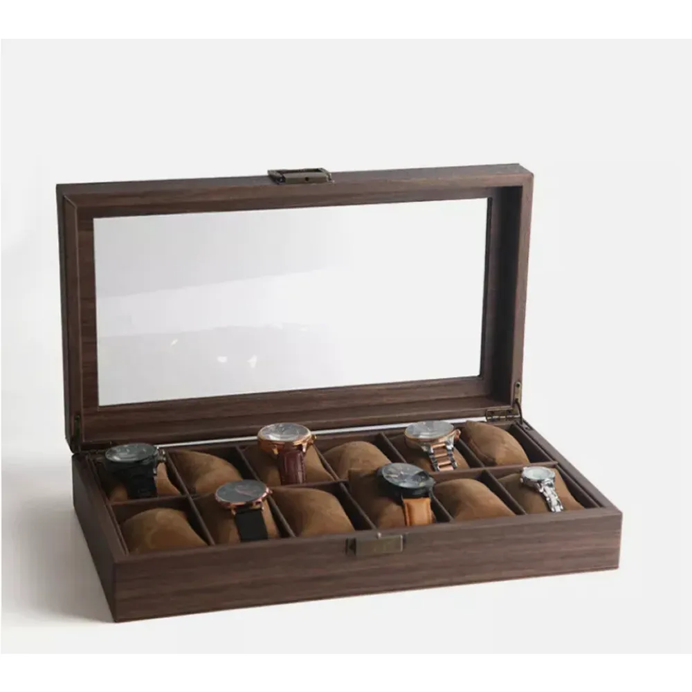 12-Slot Wooden Glass Display Watch Box Blwl0034