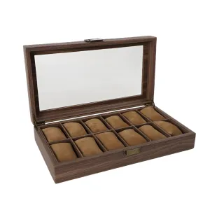 12-Slot Wooden Glass Display Watch Box Blwl0034