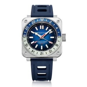 Aquatico Steel Man GMT Watch (Blue Dial Blue/White Bezel) NO DATE