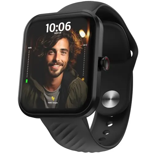 beatXP Marv Aura 1.83” HD Display Bluetooth Calling Smart Watch, Metal Body, 240 * 284 px, 500 Nits, 60 Hz Refresh Rate, 100  Sports Modes, 24x7 Health Tracking, IP67 (Black)