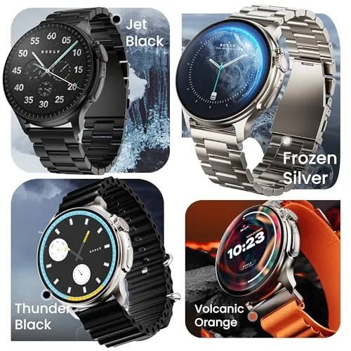 Boult Newly Launched Crown R Pro Smart Watch 1.43''HD AMOLED, Bluetooth Calling, Working Crown, Zinc Alloy Frame, 600 Nits Brightness, AI Voice Assistant, SpO2 Monitoring, 120  Sports Mode (Jet Black)