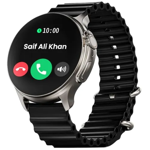 Boult Newly Launched Crown R Pro Smart Watch 1.43''HD AMOLED, Bluetooth Calling, Working Crown, Zinc Alloy Frame, 600 Nits Brightness, AI Voice Assistant, SpO2 Monitoring, 120  Sports Mode (Pro Black)