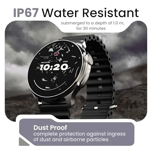 Boult Newly Launched Crown R Pro Smart Watch 1.43''HD AMOLED, Bluetooth Calling, Working Crown, Zinc Alloy Frame, 600 Nits Brightness, AI Voice Assistant, SpO2 Monitoring, 120  Sports Mode (Pro Black)