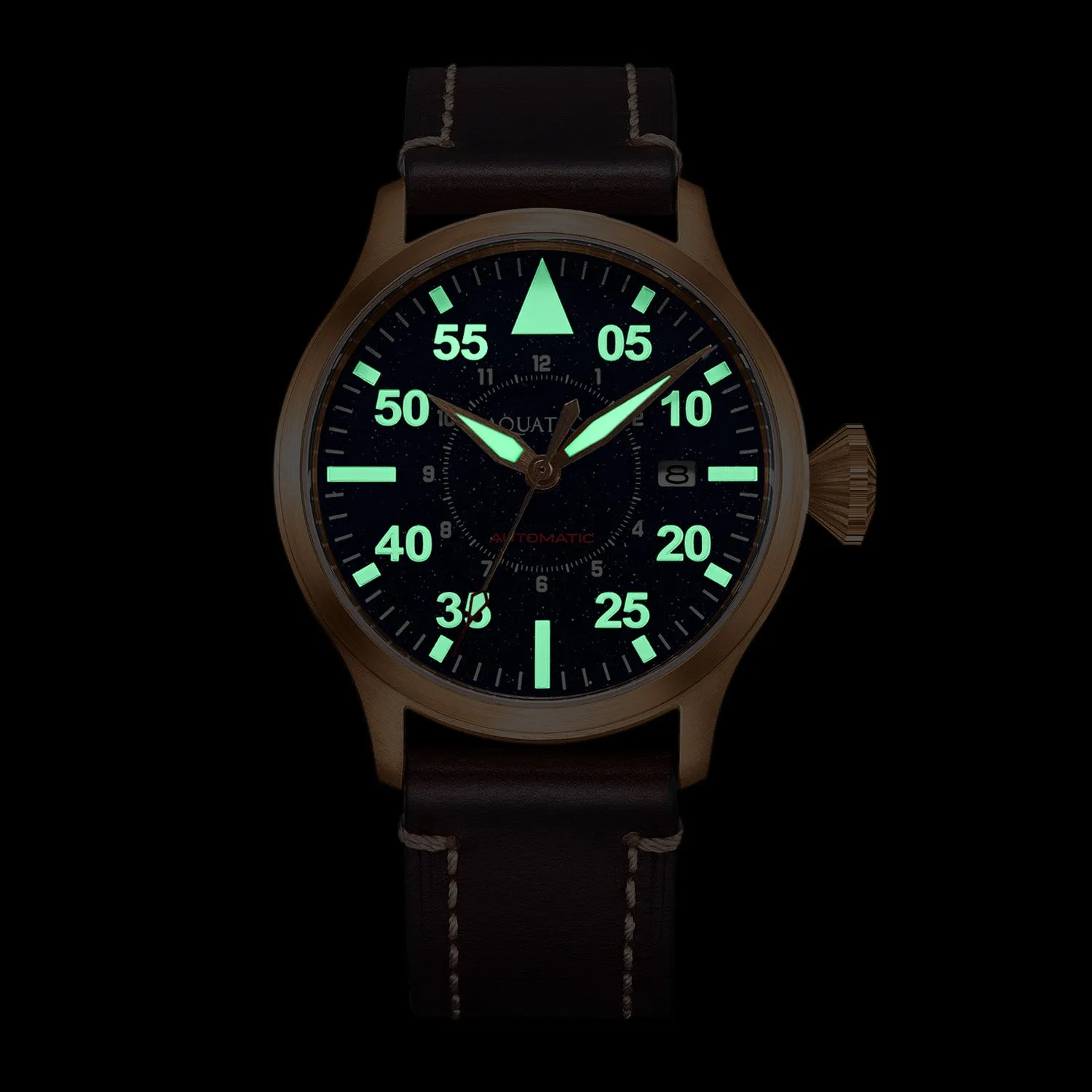 Bronze Horizon Hawk Gradient Green Dial Automatic Pilot Watch