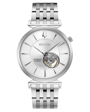 Bulova Regatta Men's Silver White Dial Stainless Steel Heritage Watch 96A235