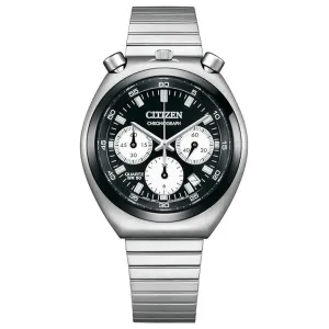 Citizen Men's Black Dial Silver-tone Stainless Steel Band Analog Chronograph Quartz Watch - AN3660-81E