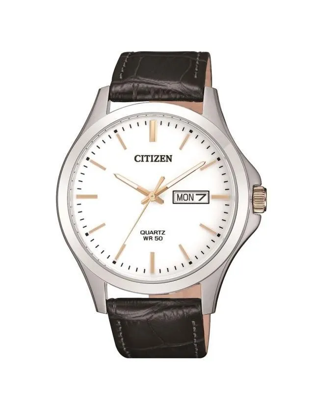 Citizen Quartz Black Leather Band Mens Watch BF2009-11A