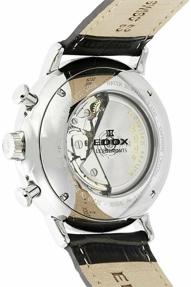 Edox Les Bemonts 01120 3 GIN Stainless Steel Mens Watch Chronograph Steel Bezel Automatic