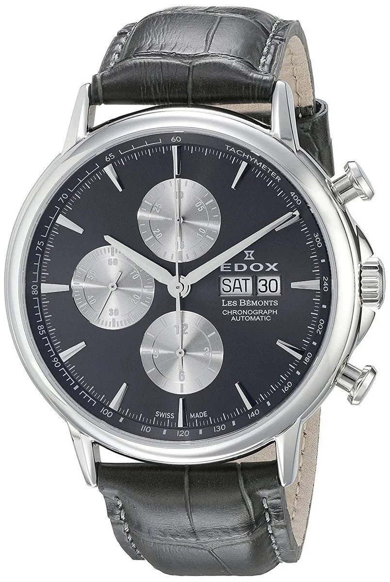 Edox Les Bemonts 01120 3 GIN Stainless Steel Mens Watch Chronograph Steel Bezel Automatic