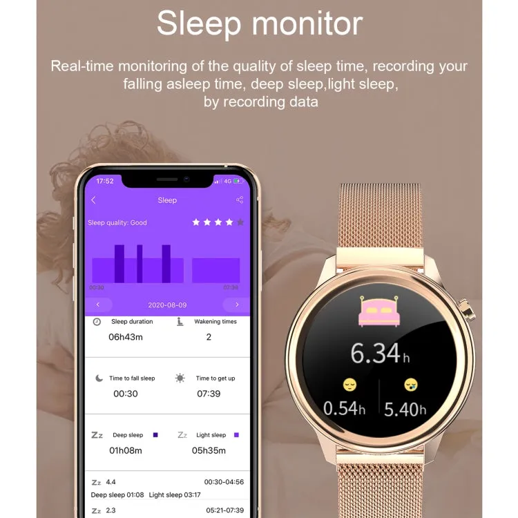 F80 1.3 inch TFT Color Screen IP68 Waterproof Women Smart Watch, Support Body Temperature Monitor / Blood Pressure Monitor / Menstrual Cycle Reminder(Black)