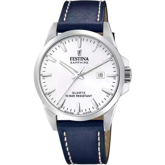 Festina Silver Dial Blue Leather Strap Men's Watch F20025/2