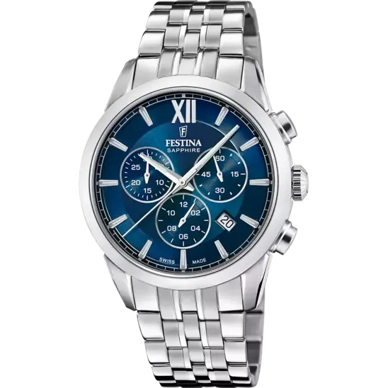 Festina Swiss Made Blue Dial Stainless Steel Bracelet Men's Watch F20040/2