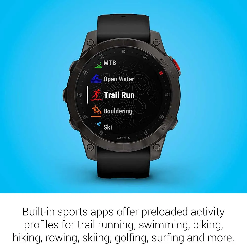 Garmin epix Gen 2 Sapphire Black Titanium Health and Wellness Features Touchscreen Amoled Display Premium Active Smartwatch - 010-02582-10