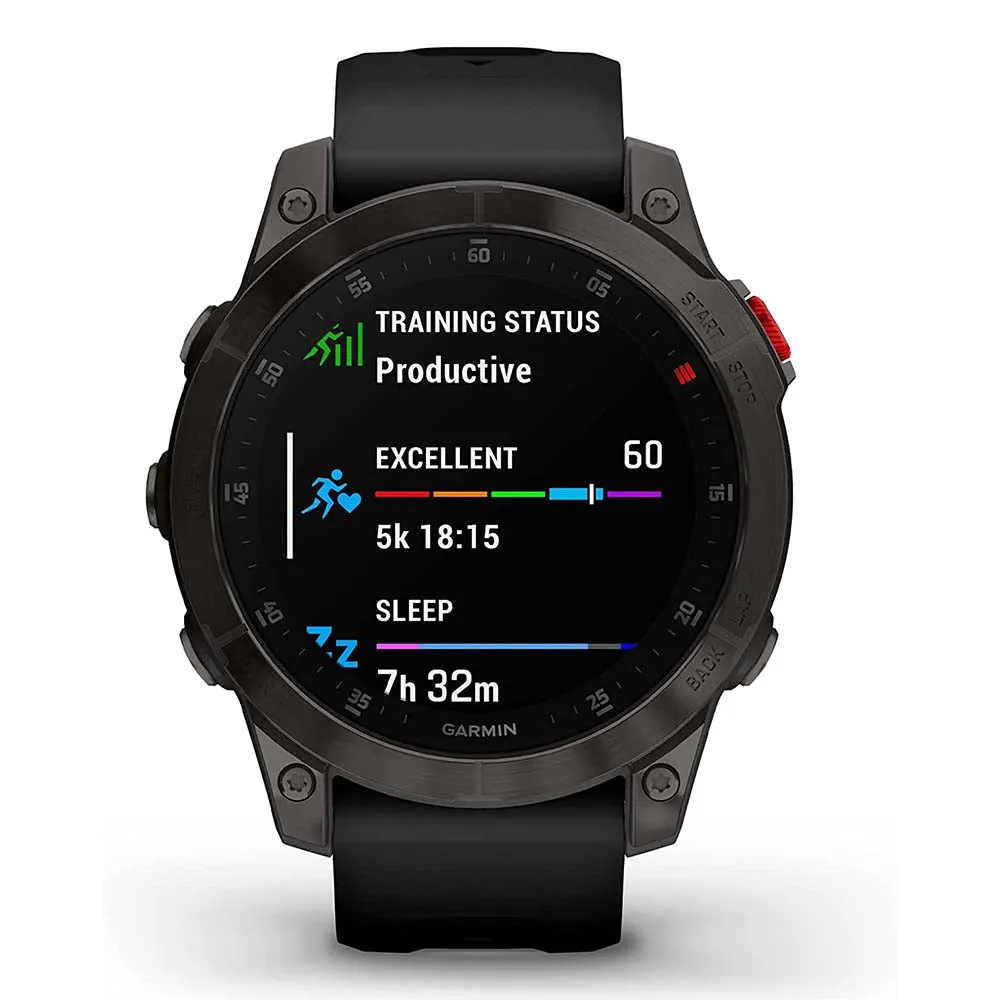 Garmin epix Gen 2 Sapphire Black Titanium Health and Wellness Features Touchscreen Amoled Display Premium Active Smartwatch - 010-02582-10