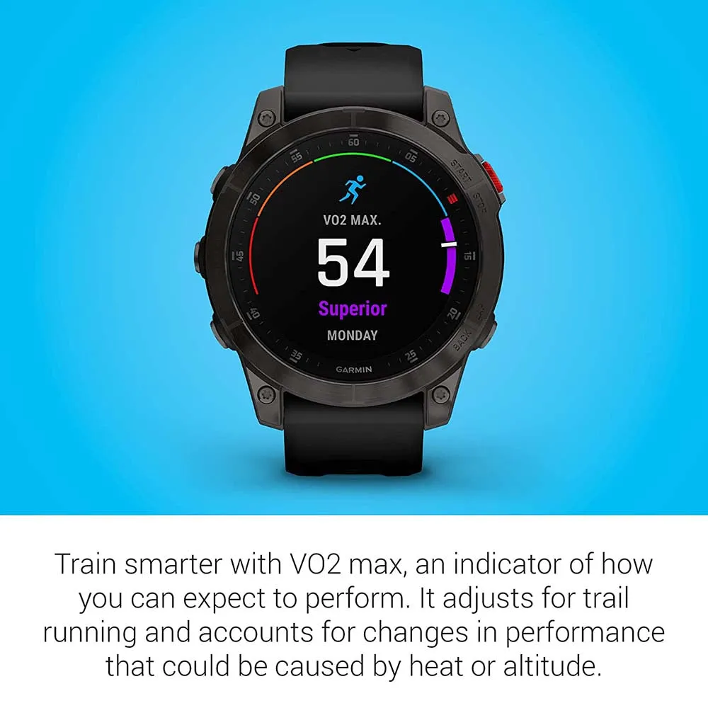 Garmin epix Gen 2 Sapphire Black Titanium Health and Wellness Features Touchscreen Amoled Display Premium Active Smartwatch - 010-02582-10