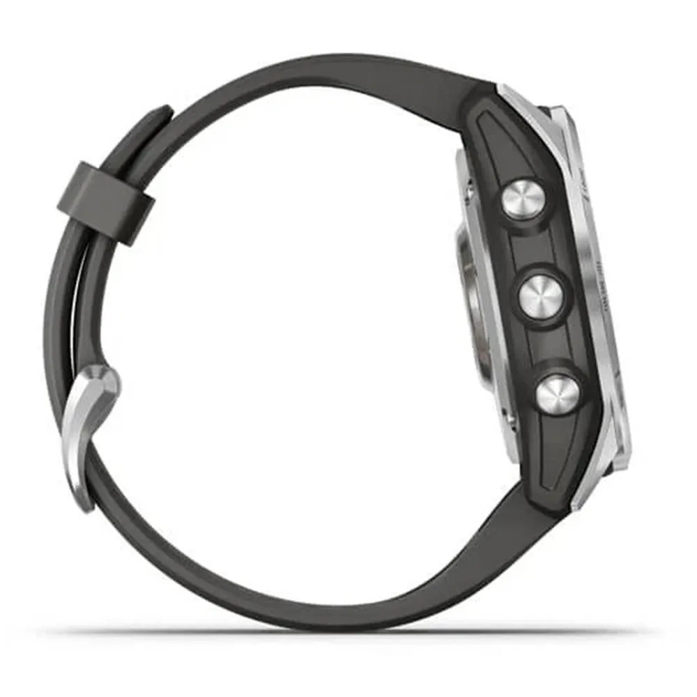 Garmin fenix 7S – Standard Edition Silver with Graphite Band Smaller Sized Adventure Smart Watch - 010-02539-00