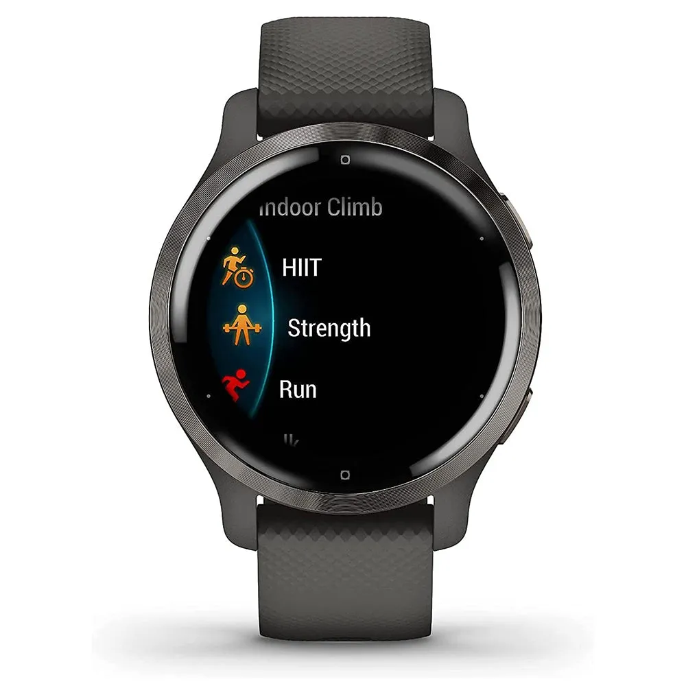 Garmin Venu 2S Advanced Health Monitoring Fitness Features Slate Graphite Case Smaller Sized GPS Smart watches - 010-02429-00