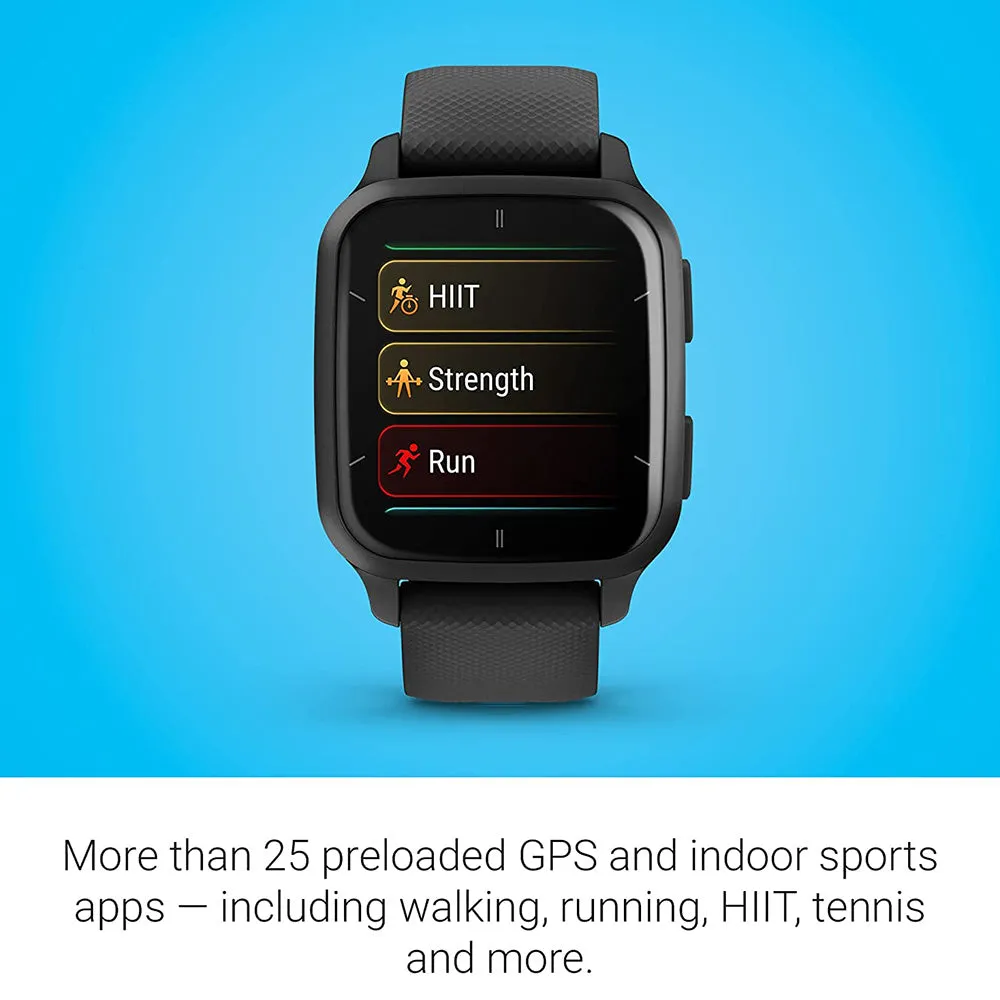 Garmin Venu Sq 2 Slate and Black Music Edition All-Day Health Monitoring Long-Lasting Battery Life with AMOLED Display GPS Smartwatch - 010-02700-00