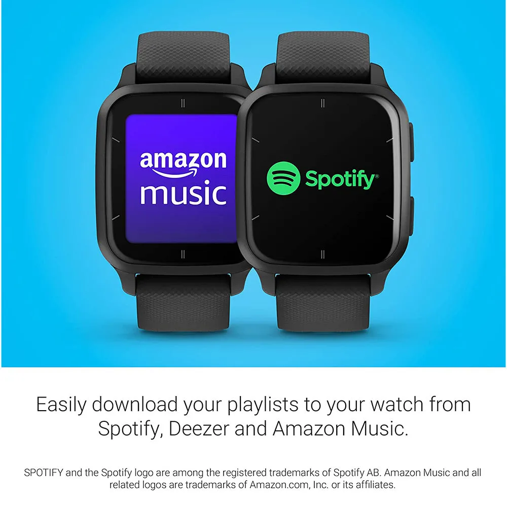 Garmin Venu Sq 2 Slate and Black Music Edition All-Day Health Monitoring Long-Lasting Battery Life with AMOLED Display GPS Smartwatch - 010-02700-00