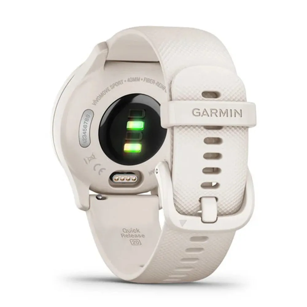 Garmin vivomove Sport White Ivory Case and Silicone Band with Peach Gold Accents Health and Wellness Features Touchscreen Watch - 010-02566-01