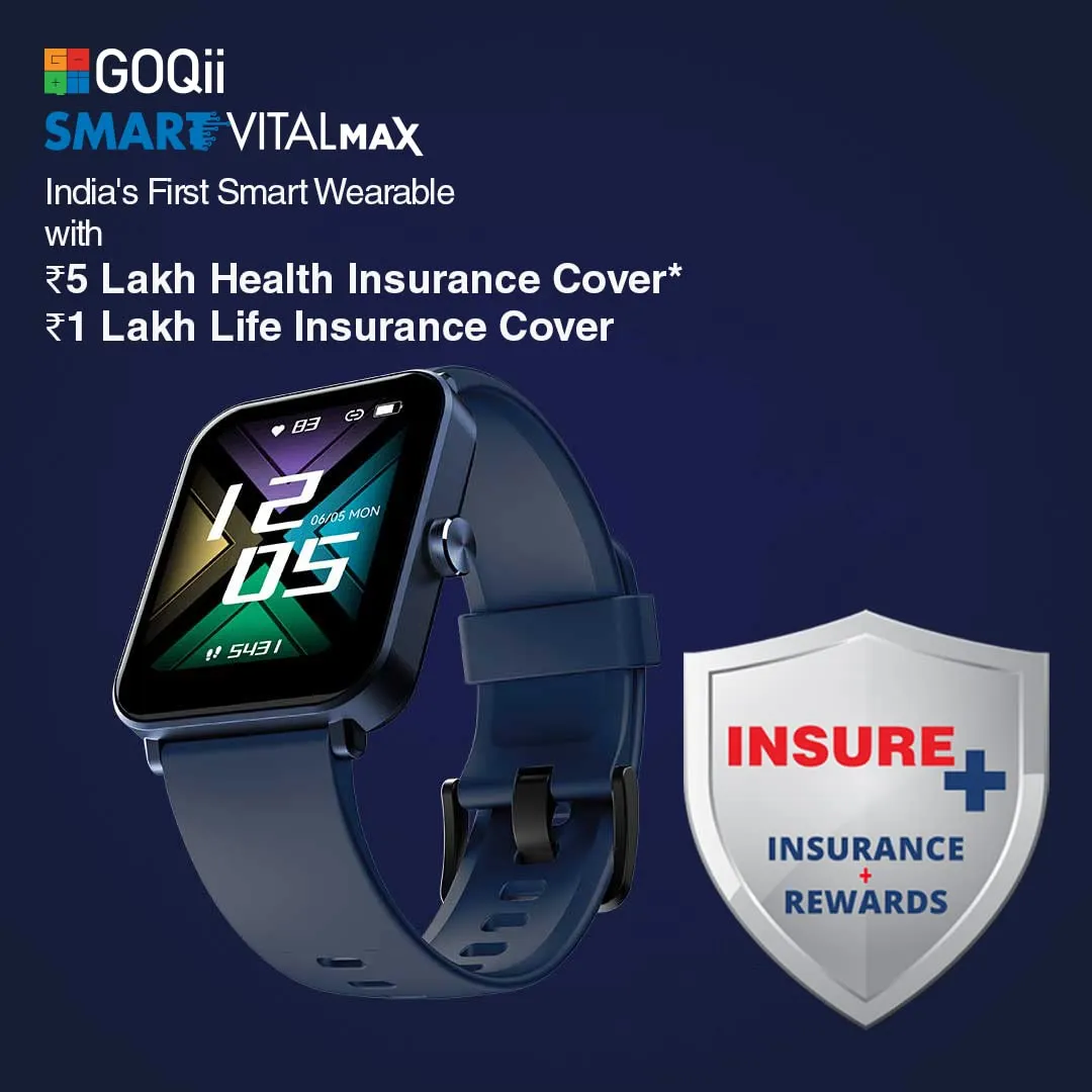 GOQii Insure  5 lakhs Health Insurance with Smart Vital Max (Blue) and 3 Months Personal Coaching