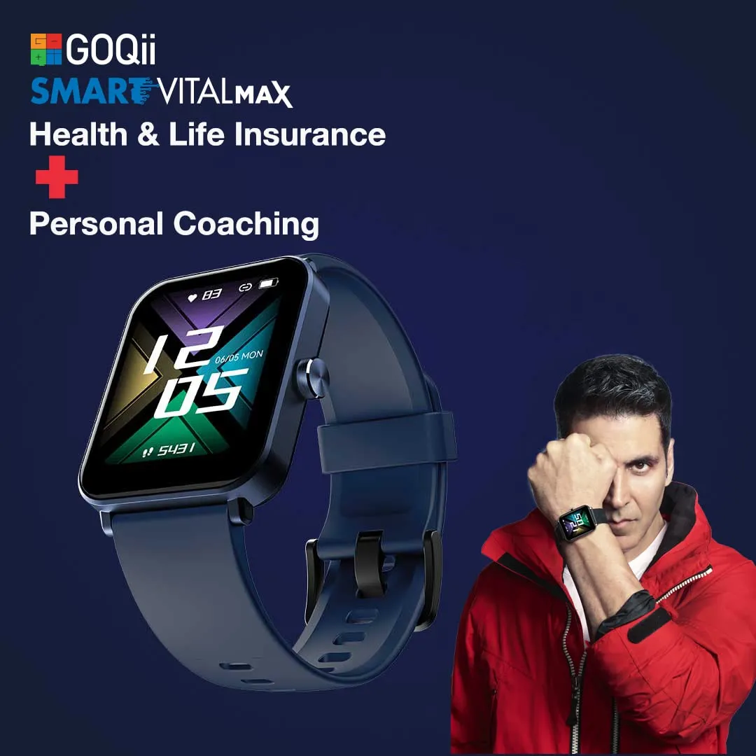 GOQii Insure  5 lakhs Health Insurance with Smart Vital Max (Blue) and 3 Months Personal Coaching