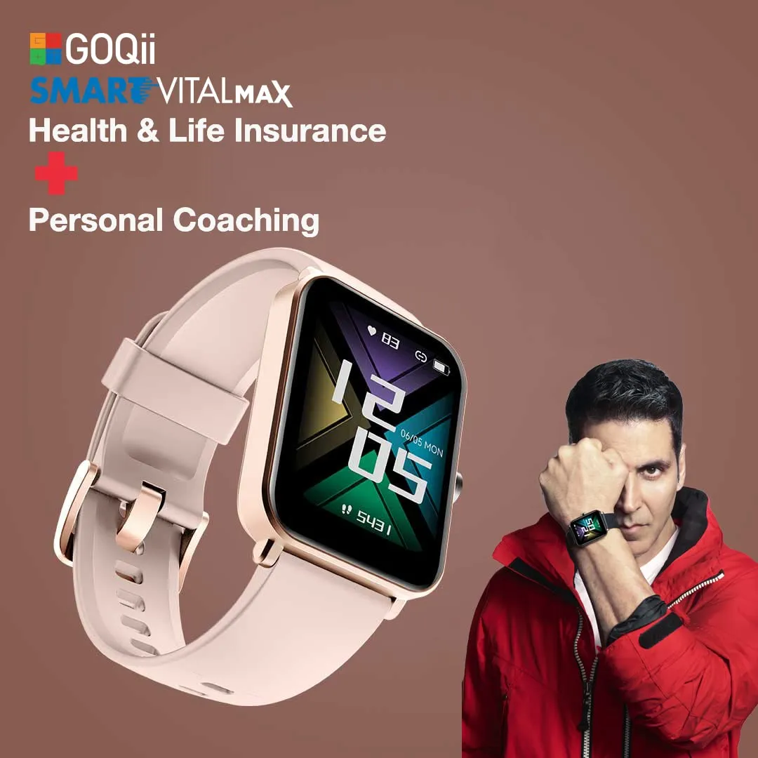 GOQii Insure  5 lakhs Health Insurance with Smart Vital Max (Pink) and 3 Months Personal Coaching