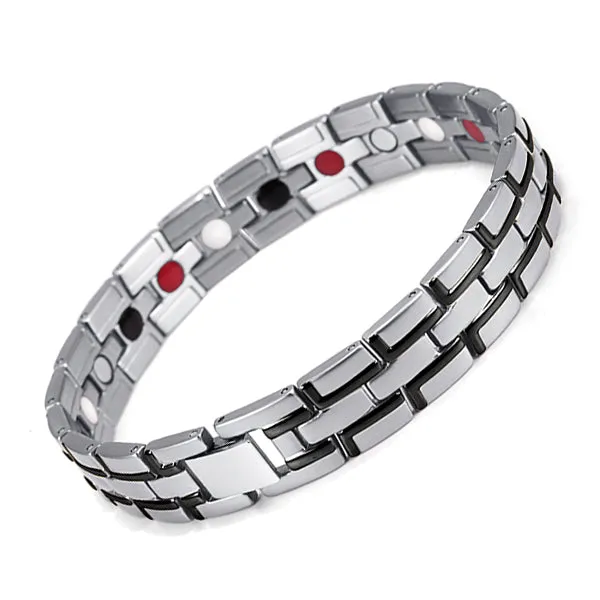 Healing Magnetic Bracelet Men/Woman 316L Stainless Steel 3 Health Care Elements(Magnetic,FIR,Germanium) Gold Bracelet Hand Chain