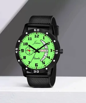 Jainx JM7108 Day & Date Function Radium Dial Rubber Band Analog Watch - For Men