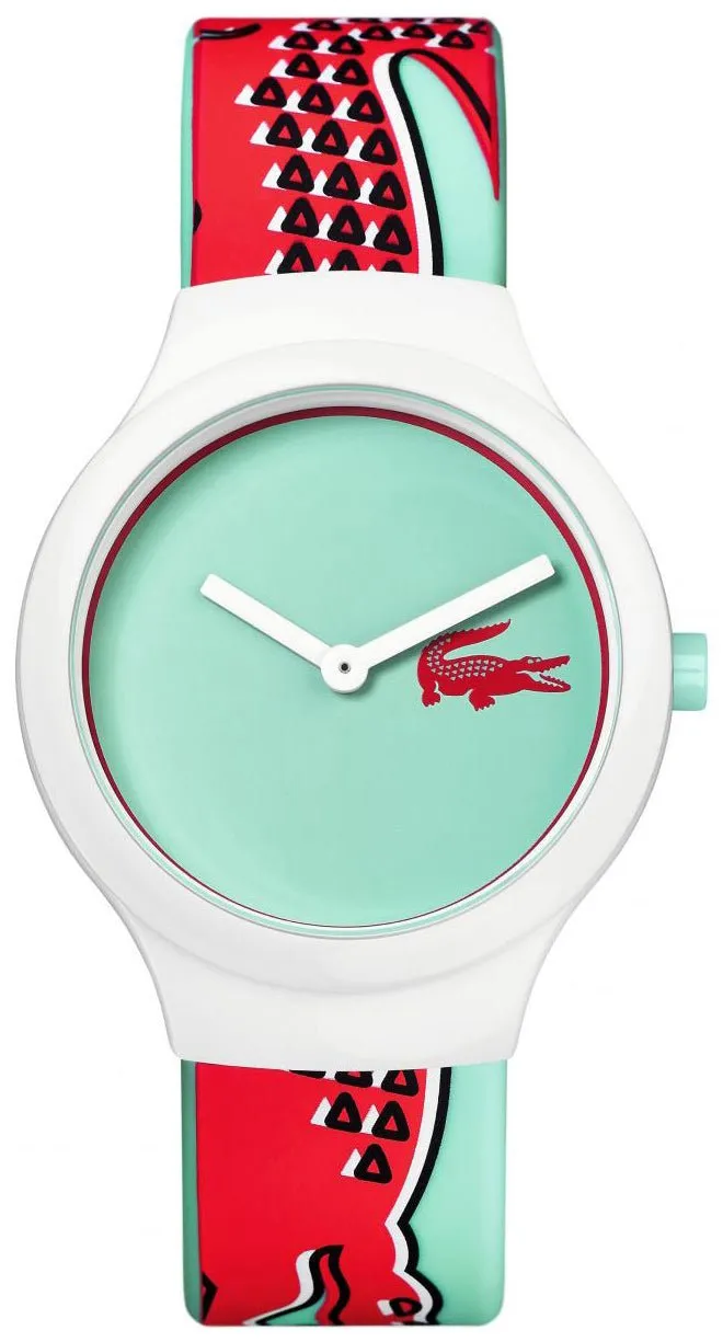 Lacoste Goa White Plastic Case 2020114 Analogue Quartz Sea Green Dial Silicone Strap Women's Watch