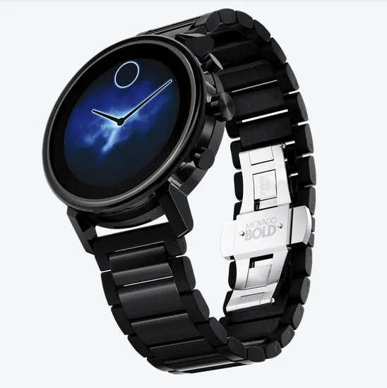 Movado BOLD with 42MM Black Round Dial and Stainless Steel Bracelet. 360037