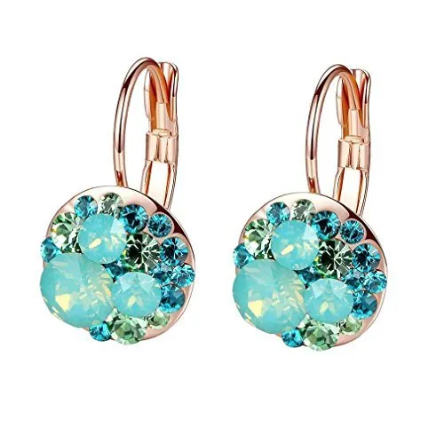 Multicolored Austrian Crystal Leverback Earrings