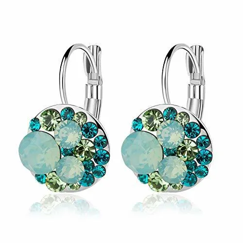 Multicolored Austrian Crystal Leverback Earrings