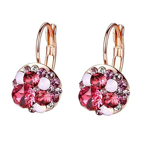 Multicolored Austrian Crystal Leverback Earrings