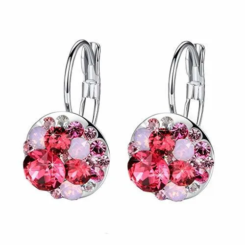 Multicolored Austrian Crystal Leverback Earrings