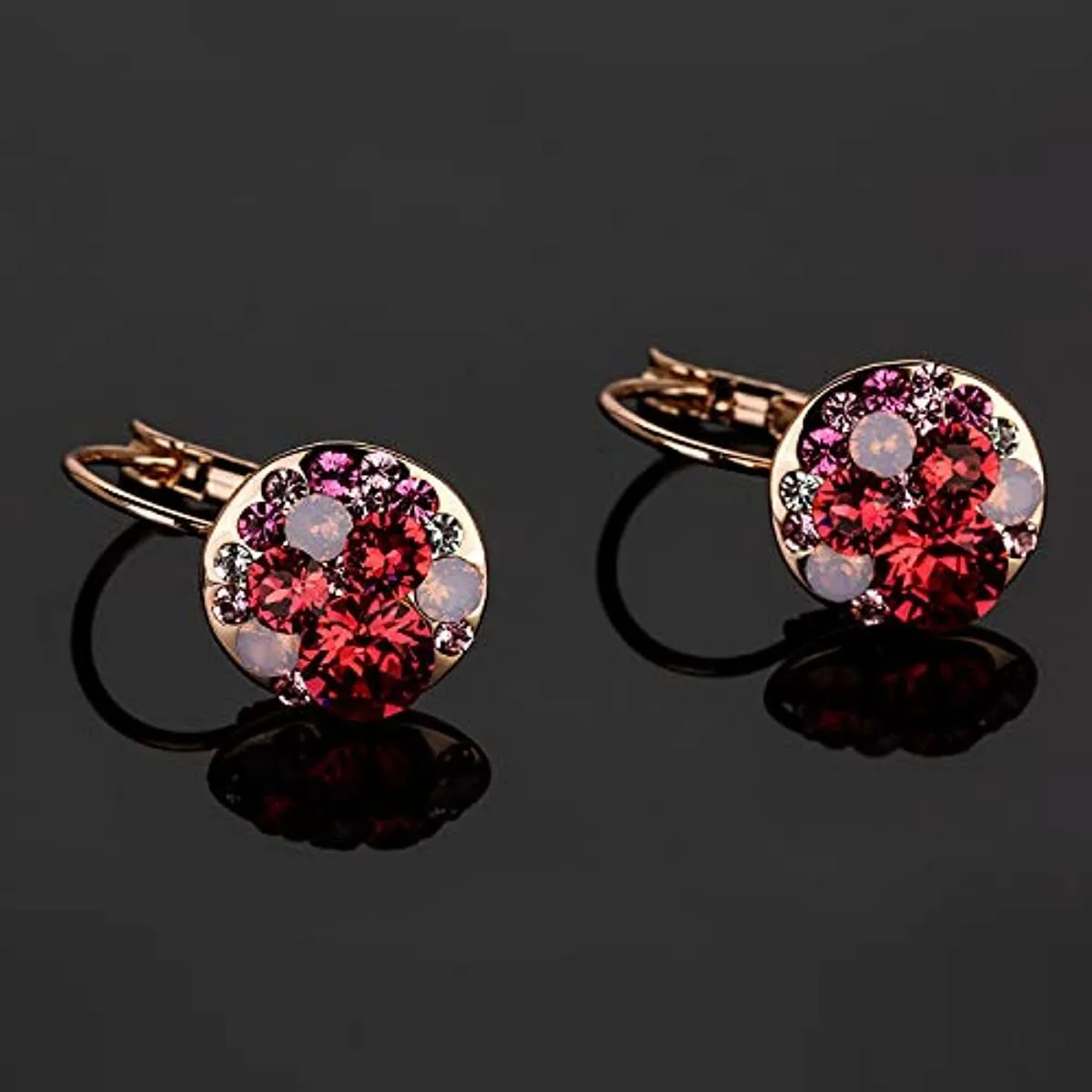 Multicolored Austrian Crystal Leverback Earrings