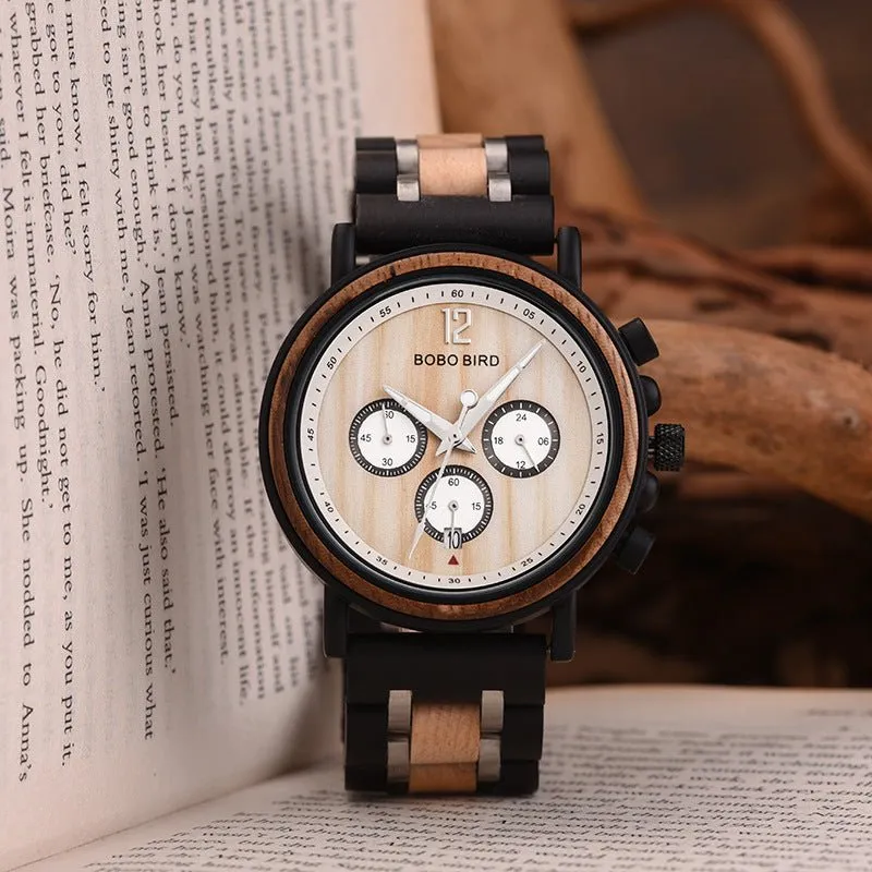 Multifunctional Solid Wood Watch For Men