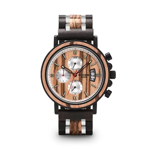 Multifunctional Solid Wood Watch For Men