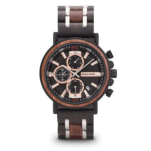 Multifunctional Solid Wood Watch For Men