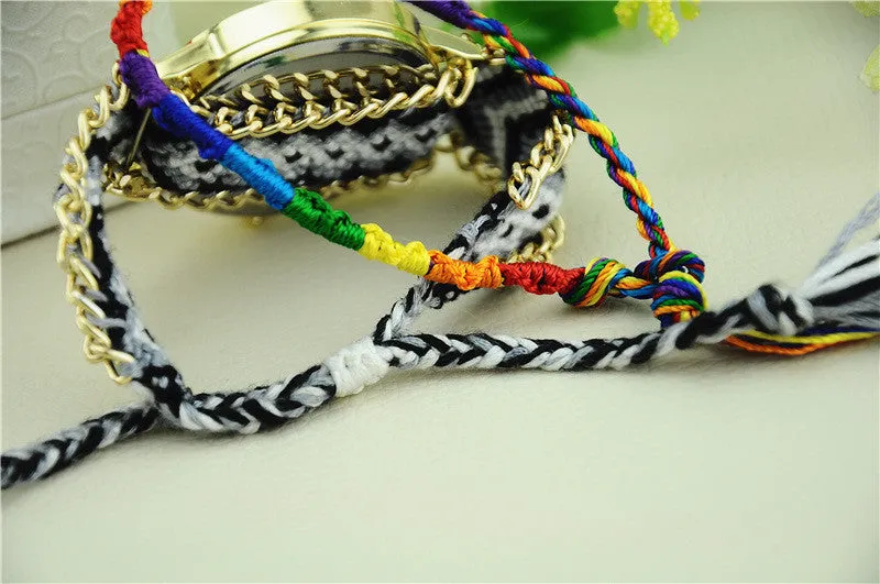 New Brand Handmade Braided Elephant Friendship Bracelet Watch GENEVA Watches Women Quarzt Watches