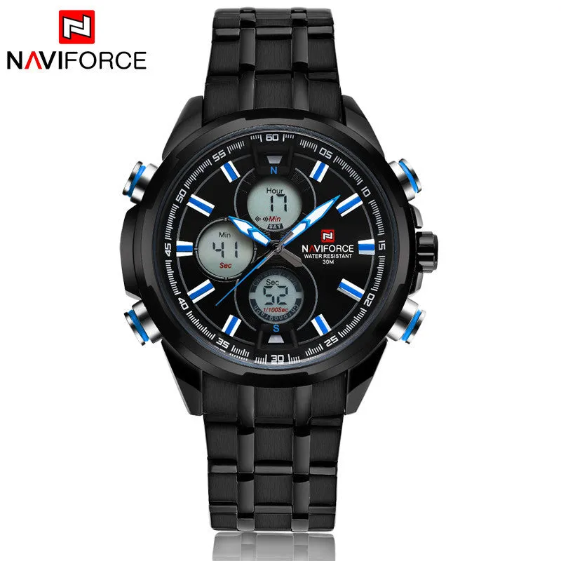 New NAVIFORCE Men's Quartz Digital Watch Men Sports Watches Military Army Full Steel Luxury Top Brand Wrist Watch LED Clock