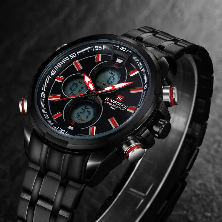 New NAVIFORCE Men's Quartz Digital Watch Men Sports Watches Military Army Full Steel Luxury Top Brand Wrist Watch LED Clock