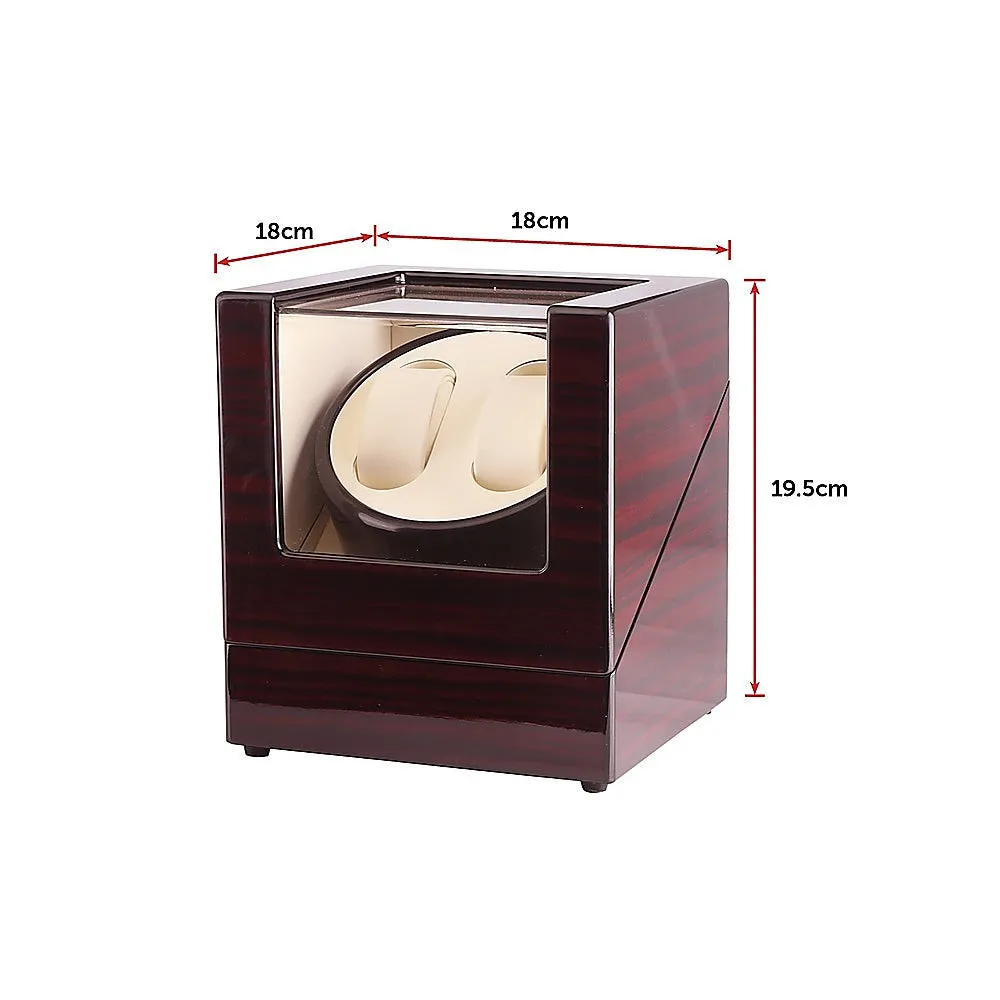 Noiseless Dual Watch Winder with Ebony Wood Display Case