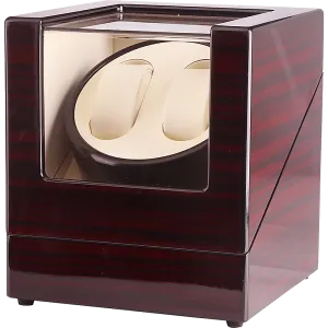 Noiseless Dual Watch Winder with Ebony Wood Display Case