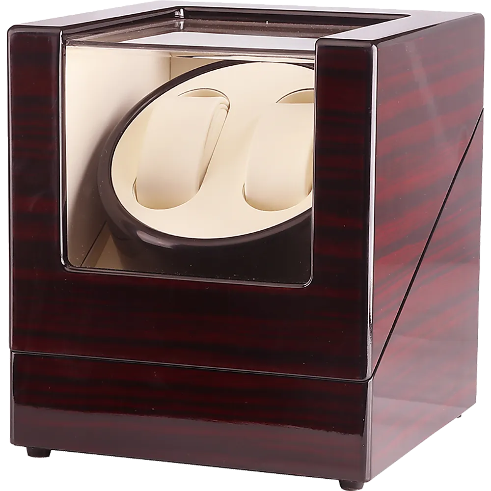 Noiseless Dual Watch Winder with Ebony Wood Display Case