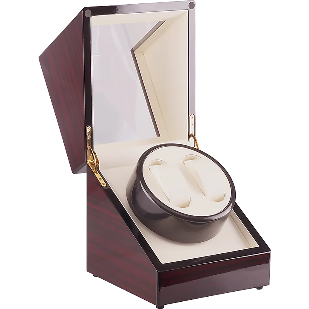 Noiseless Dual Watch Winder with Ebony Wood Display Case