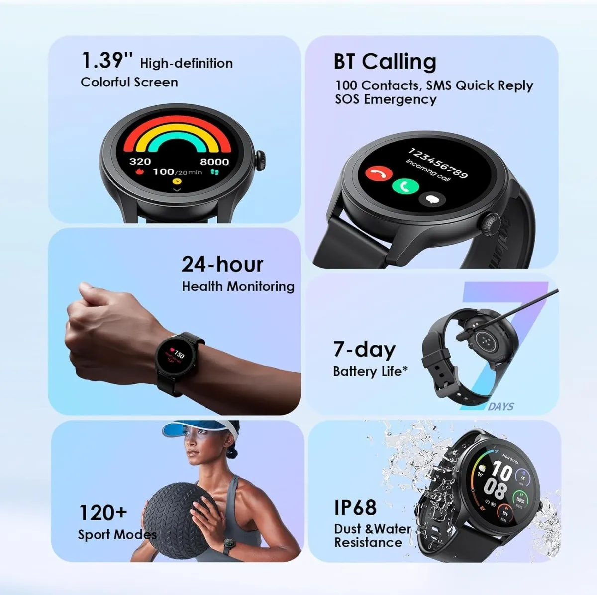 Oraimo Watch 2R Bluetooth Calling Smart Watch for Men and Women,1.39"HD Smart Fitness Watch with Stepping Meter Heart Rate Monitor,120  Sports Modes & Quickly Reply SMS, Local Warranty